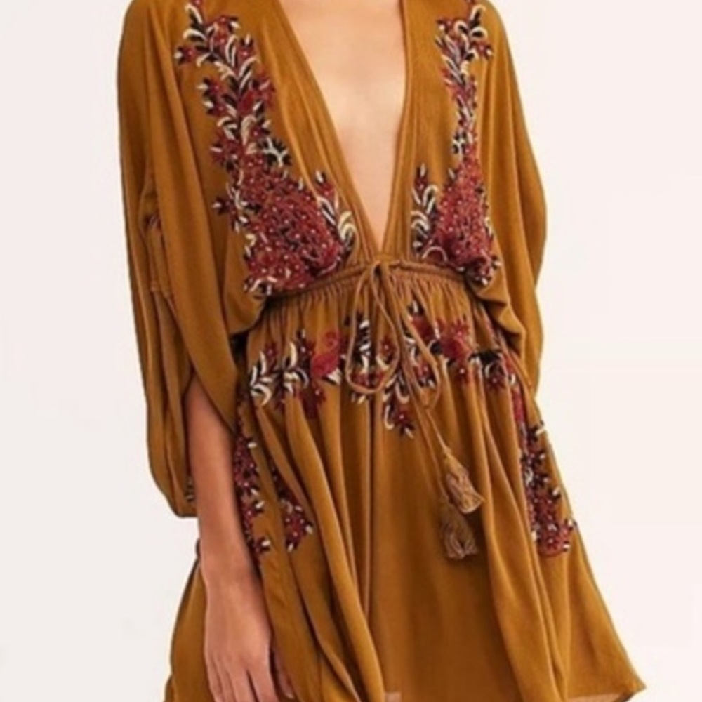 Free people Embroidered pineapple Mini Dress
